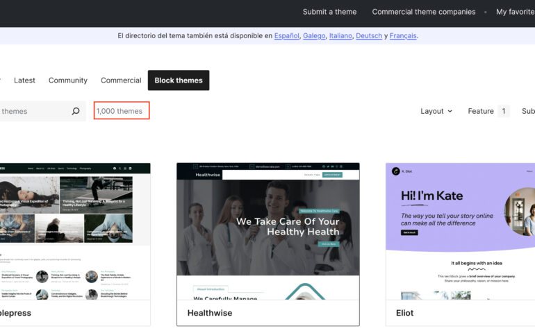 WordPress Themes Repository Now Houses 1000 Block Themes